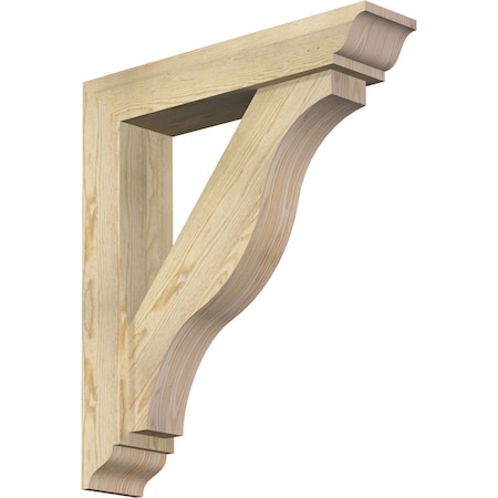 Ekena Millwork Funston Traditional Rough Sawn Bracket w/ Offset Brace, Douglas Fir, 6"W x 28"D x 32"H BKT0604X28X32FST01RDF